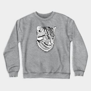 Fishing cat - ink illustration Crewneck Sweatshirt